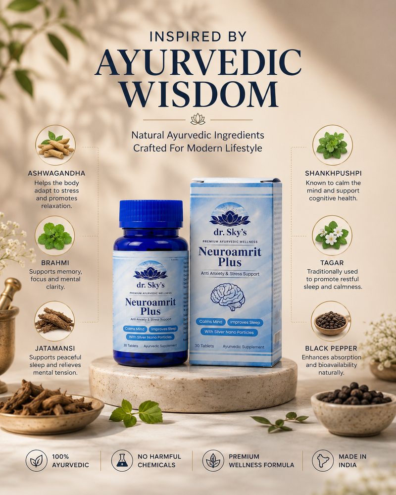 Neuroamrit Plus Ayurvedic Brain Health & Sleep Support Tablets with Ashwagandha & Brahmi